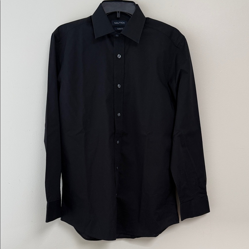 Nautica Men's Solid Black Dress Shirt
